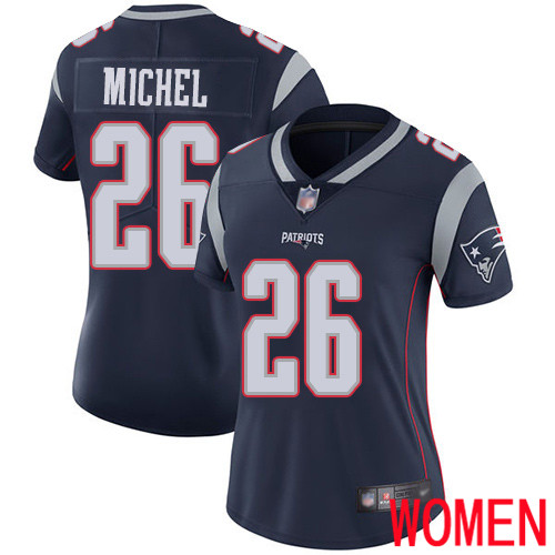 New England Patriots Football #26 Vapor Limited Navy Blue Women Sony Michel Home NFL Jersey